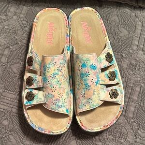 Alegria Pastel Floral Slide Sandals